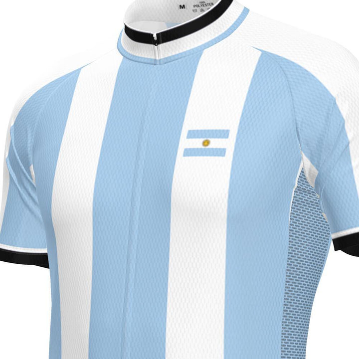 Men's Argentina Flag National Short Sleeve Cycling Jersey