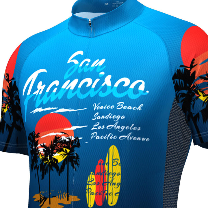 Men's San Francisco California Beach Short Sleeve Cycling Jersey