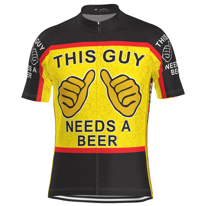 Men's This Guy Needs a Beer Short Sleeve Cycling Jersey