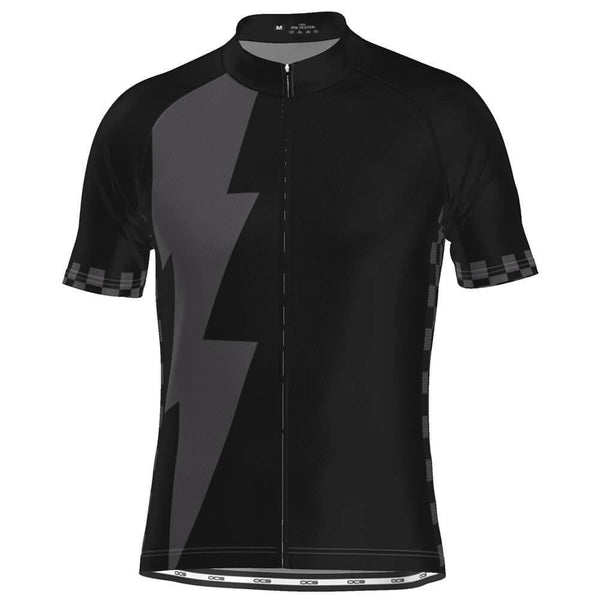 Men's Black Lightning Checkered Short Sleeve Cycling Jersey