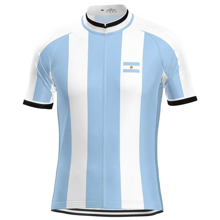 Men's Argentina Flag National Short Sleeve Cycling Jersey