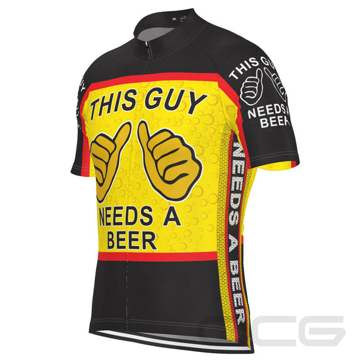 Men's This Guy Needs a Beer Short Sleeve Cycling Jersey