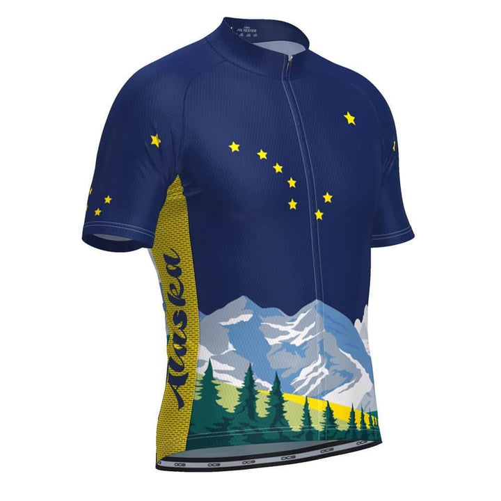 Men's Alaska Flag Short Sleeve Cycling Jersey