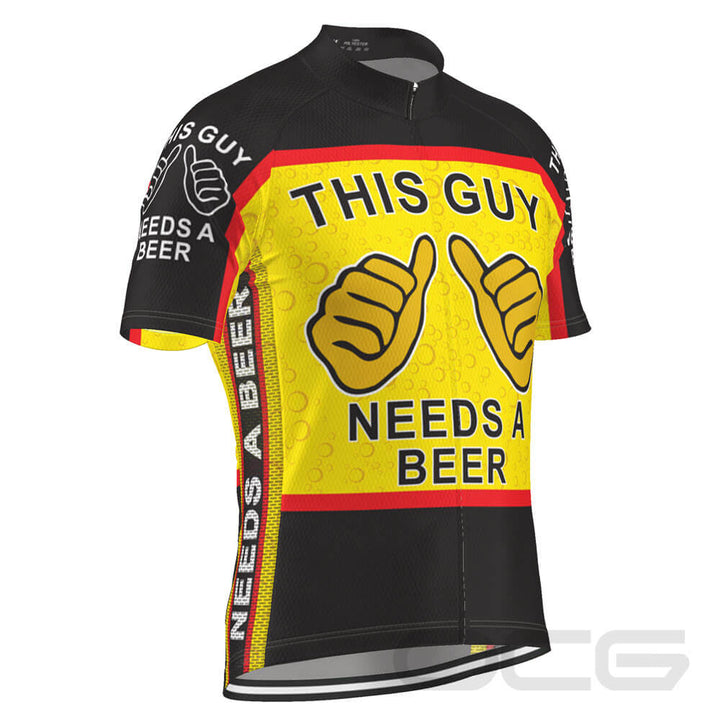 Men's This Guy Needs a Beer Short Sleeve Cycling Jersey