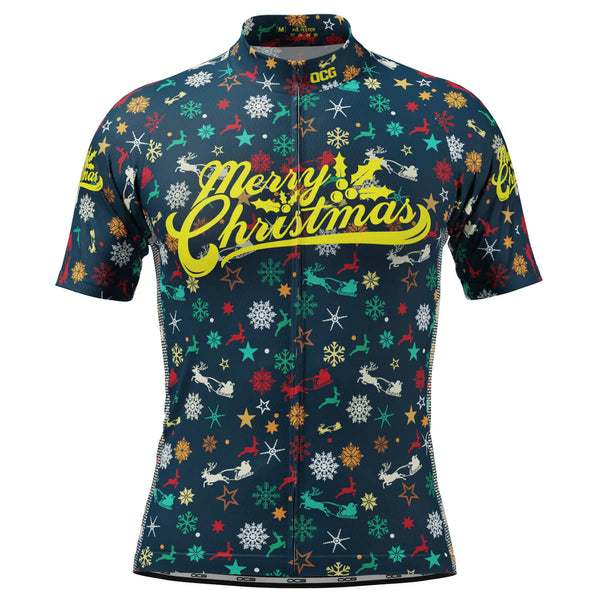 Men's Merry Christmas Pattern Short Sleeve Cycling Jersey