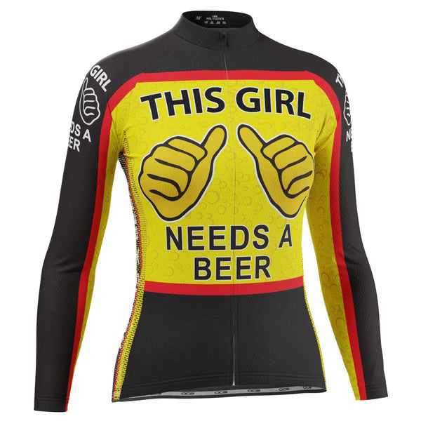 Women's This Girl Needs a Beer Long Sleeve Cycling Jersey