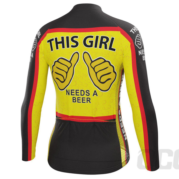 Women's This Girl Needs a Beer Long Sleeve Cycling Jersey