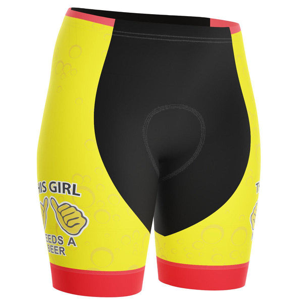 Women's This Girl Needs a Beer Gel Padded Cycling Shorts