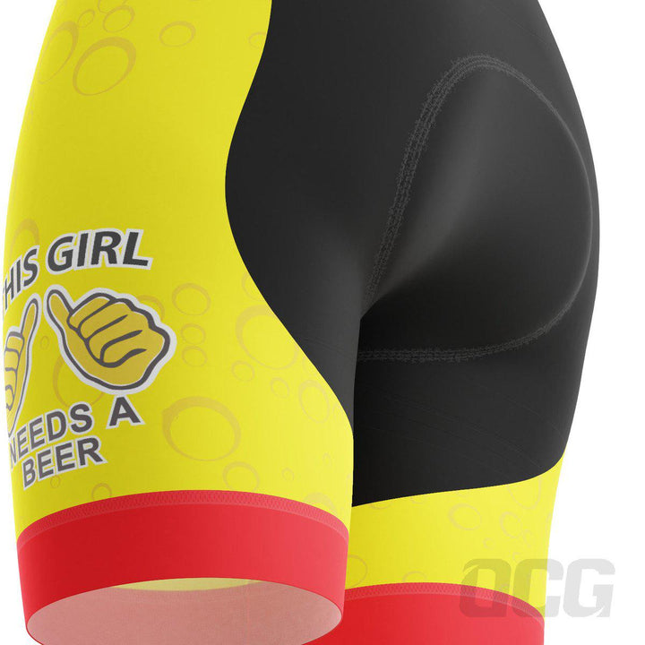 Women's This Girl Needs a Beer Gel Padded Cycling Shorts