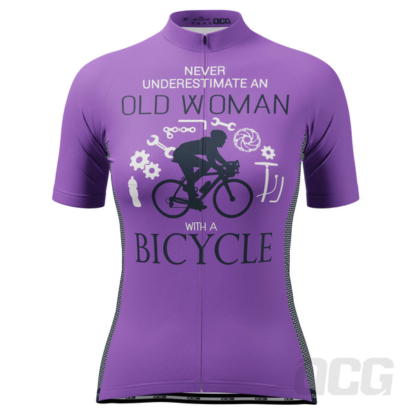 Women's Never Underestimate an Old Woman Short Sleeve Cycling Jersey