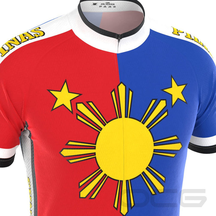 Men's Pilipinas Philippines Flag Short Sleeve Cycling Jersey
