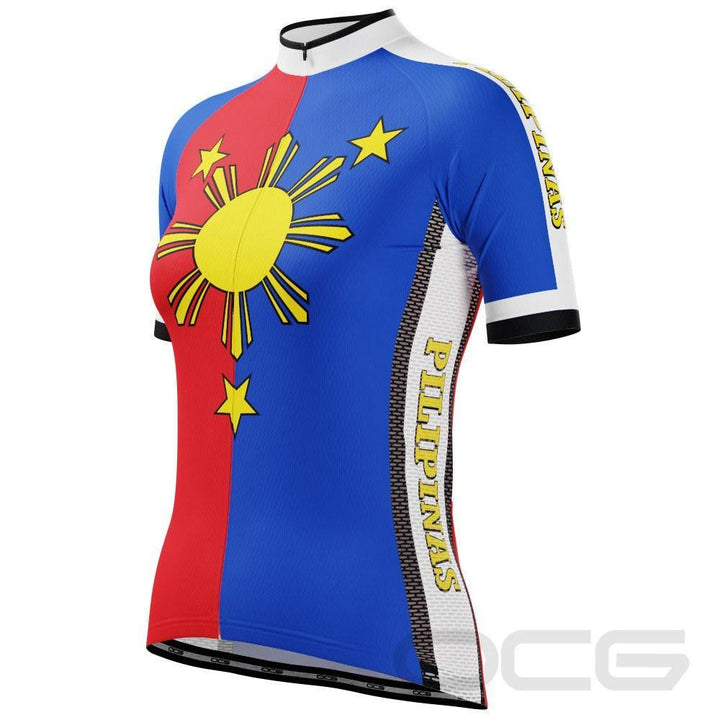 Women's Philippines Flag Pilipinas Short Sleeve Cycling Jersey