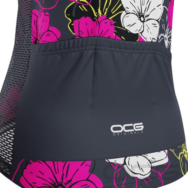 Women's Pink Floral Long Sleeve Cycling Jersey