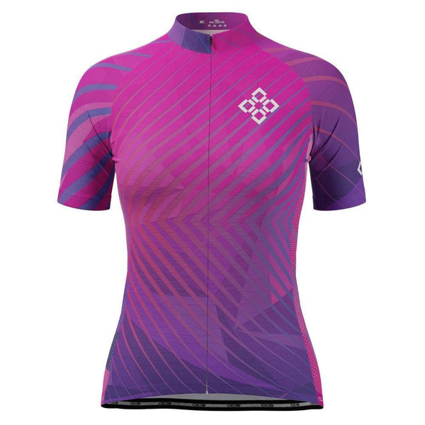 Women's Pink Geo Short Sleeve Cycling Jersey