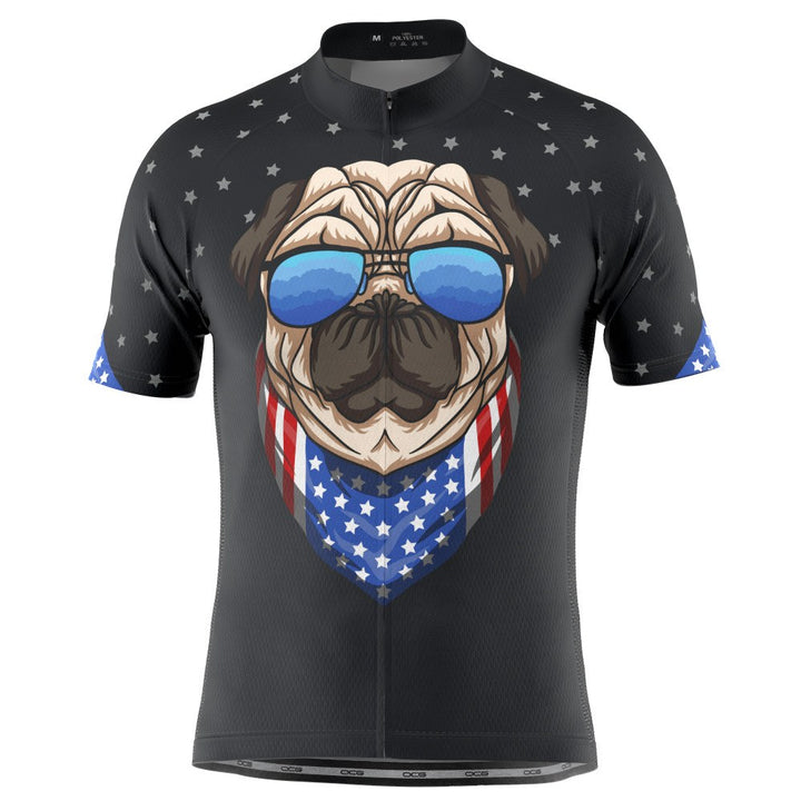 Men's Pug Life Puppy Dog Short Sleeve Cycling Jersey