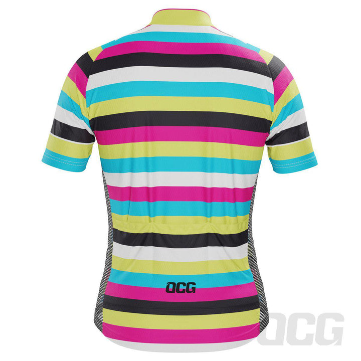 Men's High Viz Rainbow Stripes Cycling Jersey