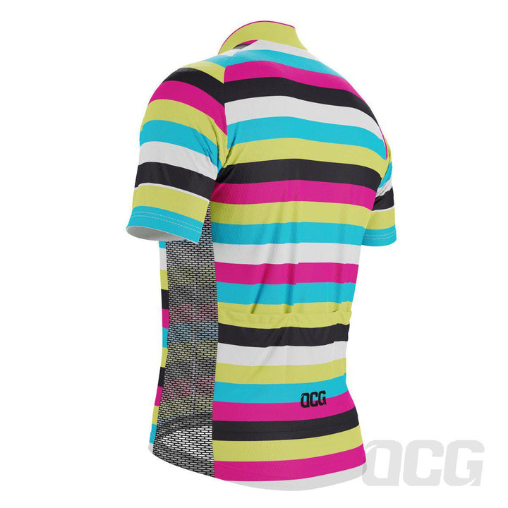 Men's High Viz Rainbow Stripes Cycling Jersey