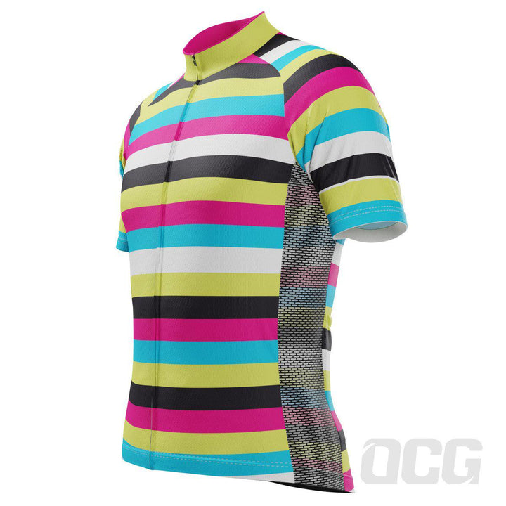 Men's High Viz Rainbow Stripes Cycling Jersey