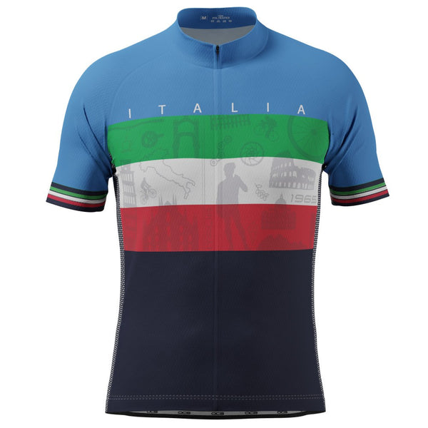 Men's Sites of Italy Italia Flag Short Sleeve Cycling Jersey