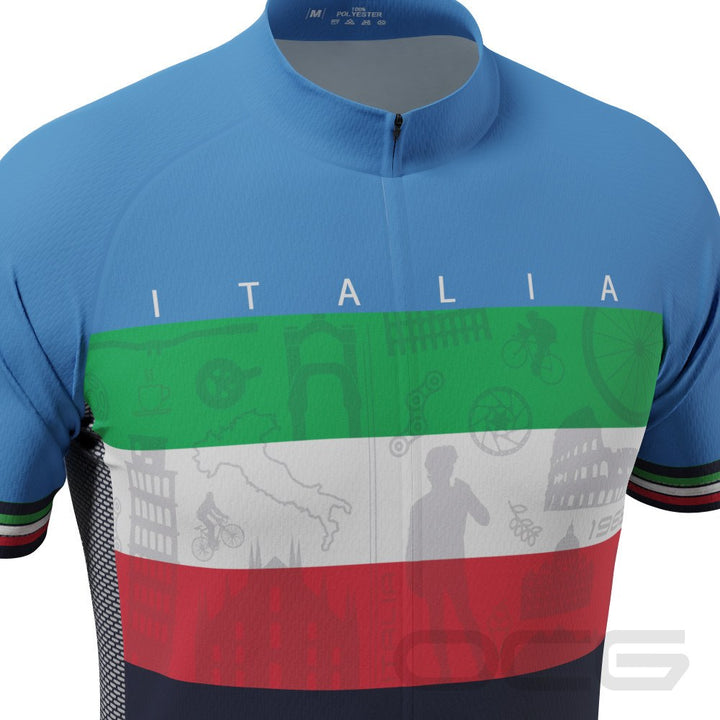 Men's Sites of Italy Italia Flag Short Sleeve Cycling Jersey