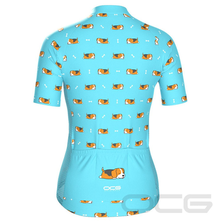 Women's Sleeping Beagle Short Sleeve Cycling Jersey