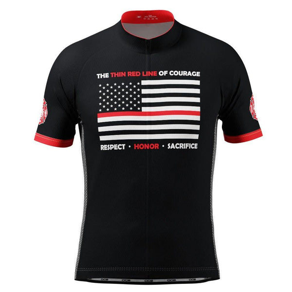 Men's Thin Red Line Of Courage Short Sleeve Cycling Jersey