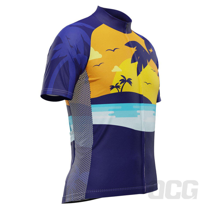 Mens' Tropical Paradise Palm Tree Sunset Cycling Jersey