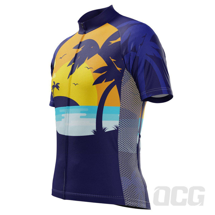 Mens' Tropical Paradise Palm Tree Sunset Cycling Jersey