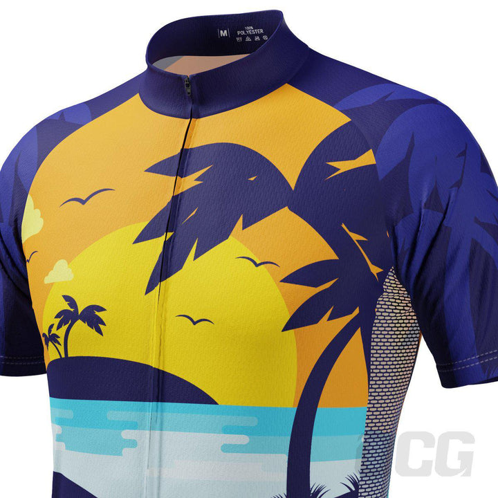 Mens' Tropical Paradise Palm Tree Sunset Cycling Jersey
