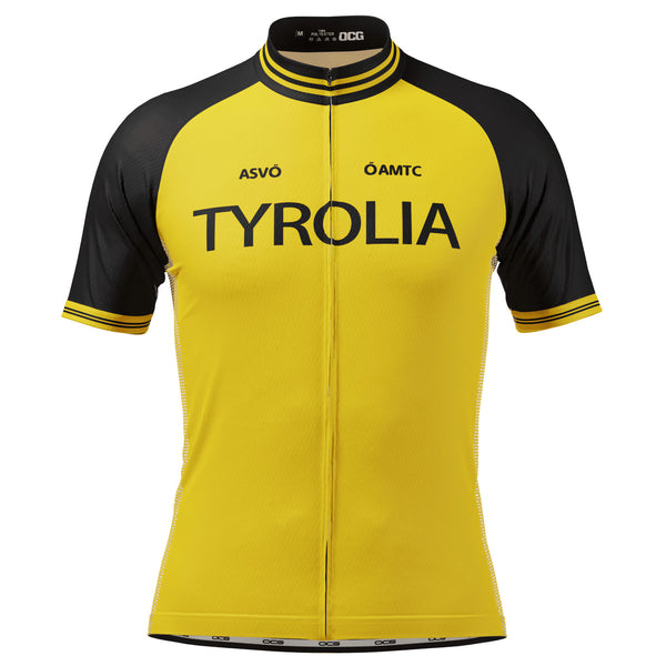 Men's Retro 1970 Denti Tyrolia Yellow Short Sleeve Cycling Jersey