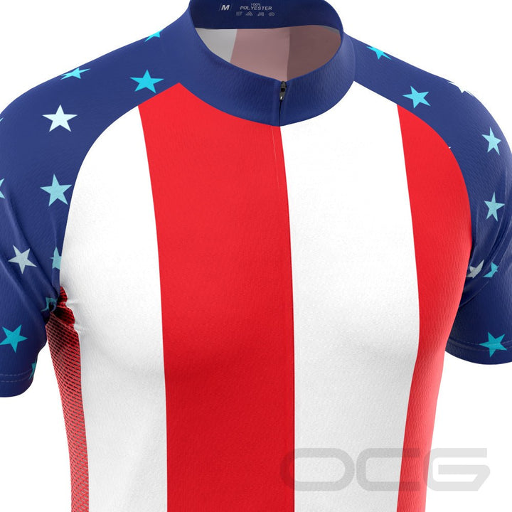Men's USA American Flag Short Sleeve Cycling Jersey