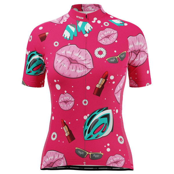 Vixen Women's Lipstick and Gears Short Sleeve Cycling Jersey