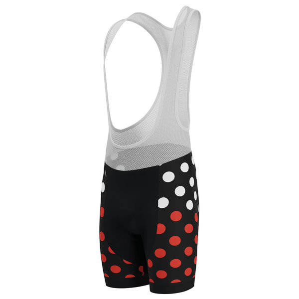 Men's Red Polka Dots on White Gel Padded Cycling Bib