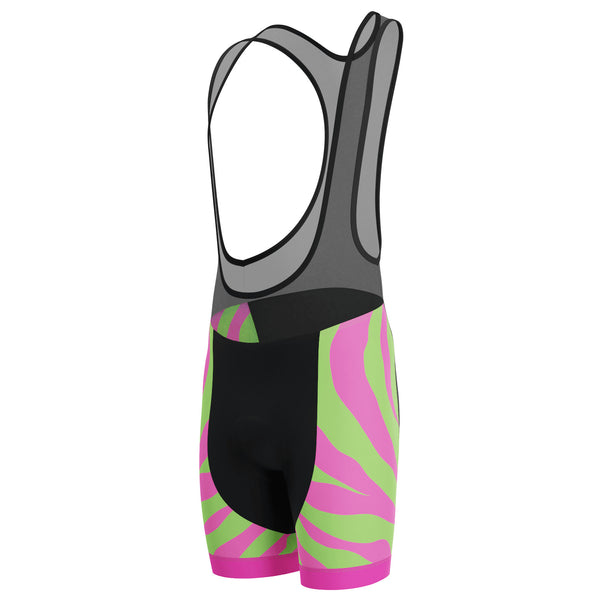 Men's Green & Pink Tiger Print Gel Padded Cycling Bib