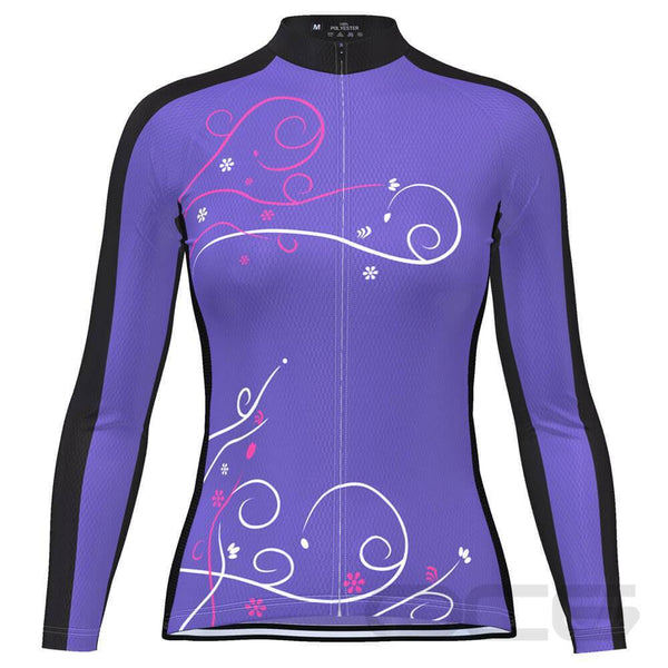 Women's Floral Swirl Long Sleeve Cycling Jersey