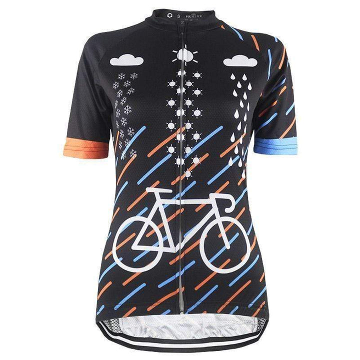 Women's Rain Hail or Shine Black Cycling Jersey By Online Cycling Gear