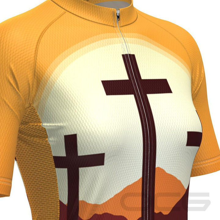 Women's Three Cross Christian Faith Cycling Jersey
