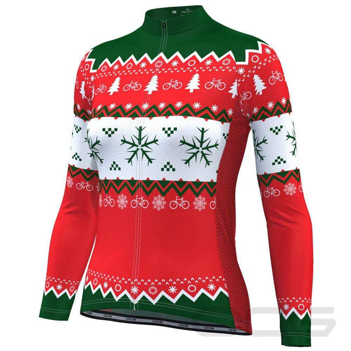 Women's Ugly Christmas Sweater Long Sleeve Cycling Jersey