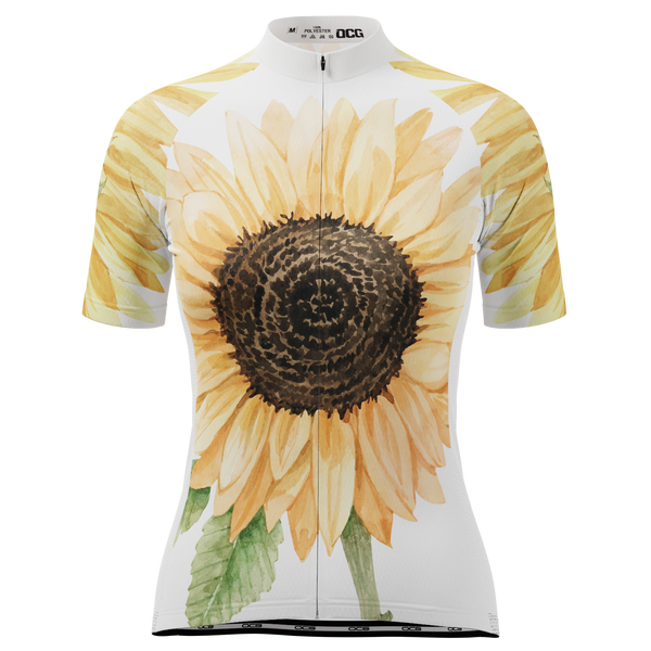 Women's Illustrated Sunflower Short Sleeve Cycling Jersey