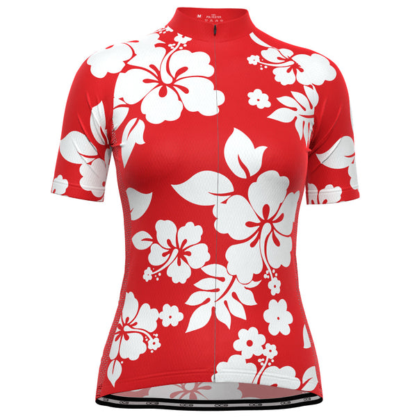 Women's Hawaiian Aloha Floral Short Sleeve Cycling Jersey