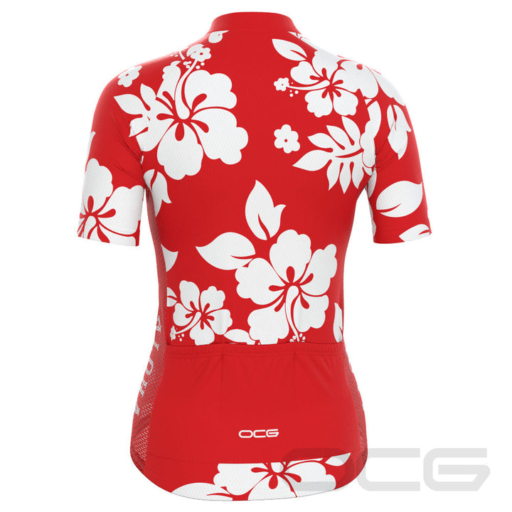 Women's Hawaiian Aloha Floral Short Sleeve Cycling Jersey