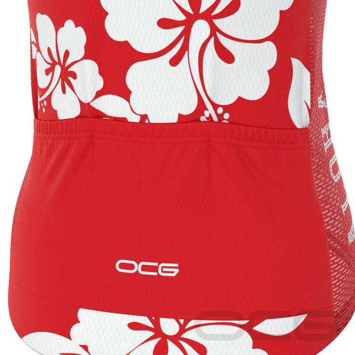 Women's Hawaiian Aloha Floral Short Sleeve Cycling Jersey