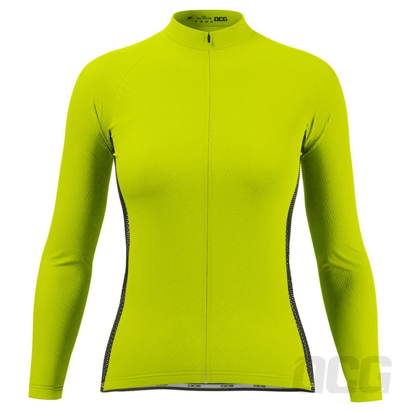 Women's High Viz Plain Colour Long Sleeve Cycling Jersey [clearance]