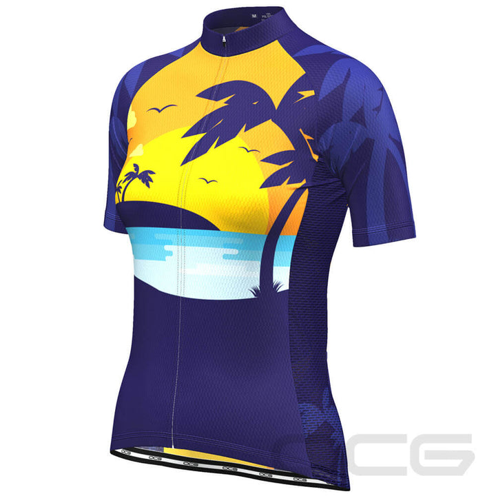Women's Tropical Paradise Palm Tree Sunset Cycling Jersey