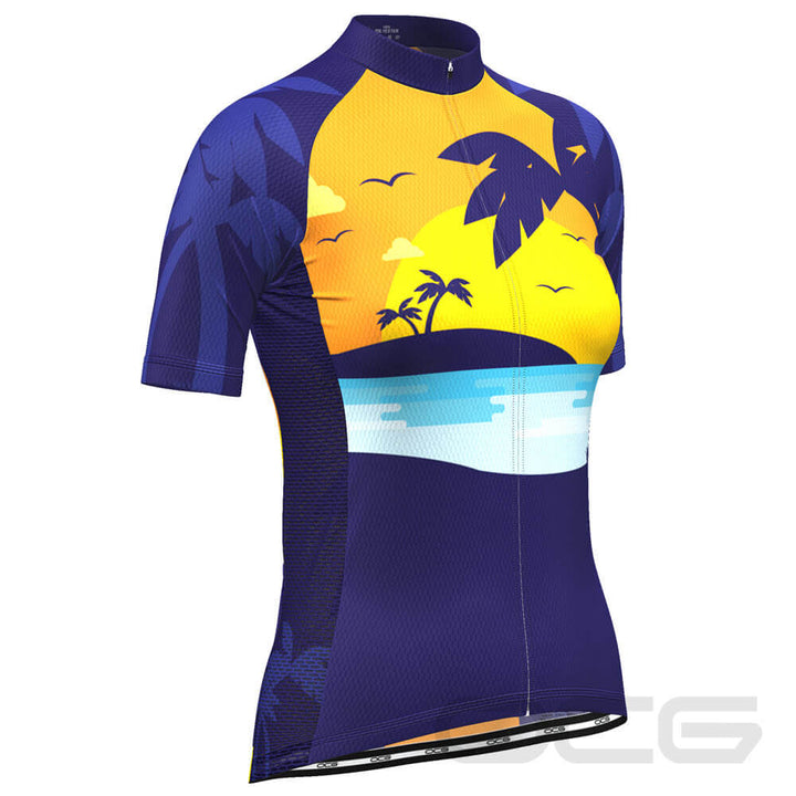 Women's Tropical Paradise Palm Tree Sunset Cycling Jersey